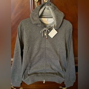 Men’s Grey Cashmere Hoodie by Brunello Cucinelli.